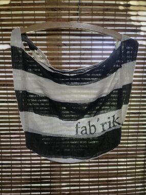 fab'rik Black & White Striped Tote Bag